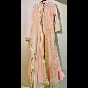 Peach and gold 3 piece gown/ anarkali brand new never worn!